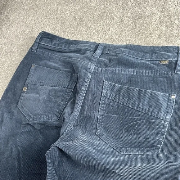 JAG Size 6 Dark Blue Corduroy Jeans Flat Front 5 Pocket Low Rise Boot Leg Y2K - Picture 2 of 6